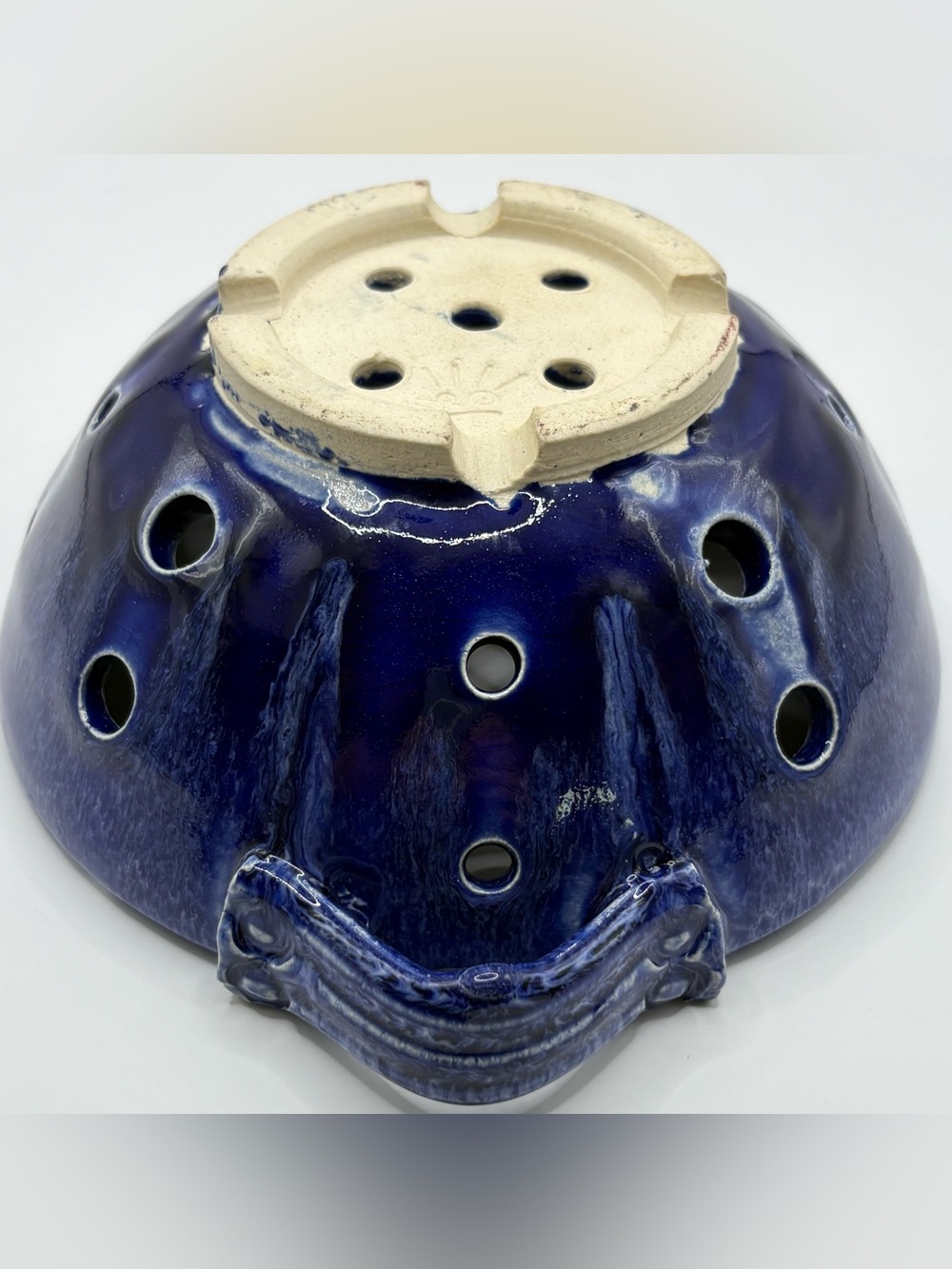 Handmade Pottery Berry Colander, Blue - Picture 6 of 9